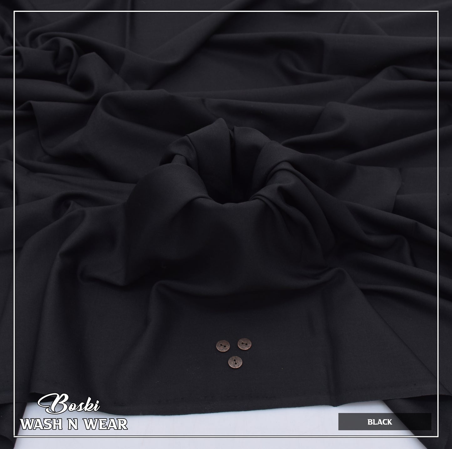 Dark Black Boski – Wash n Wear Fabric