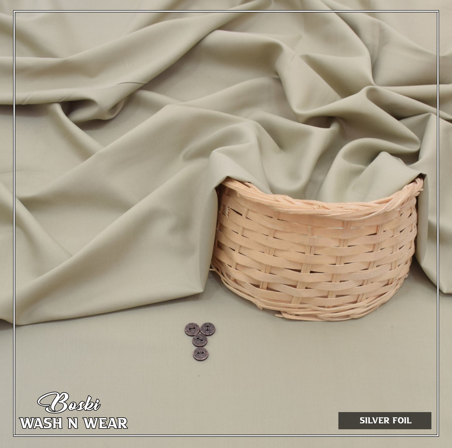 Silver foil Boski – Wash n Wear Fabric
