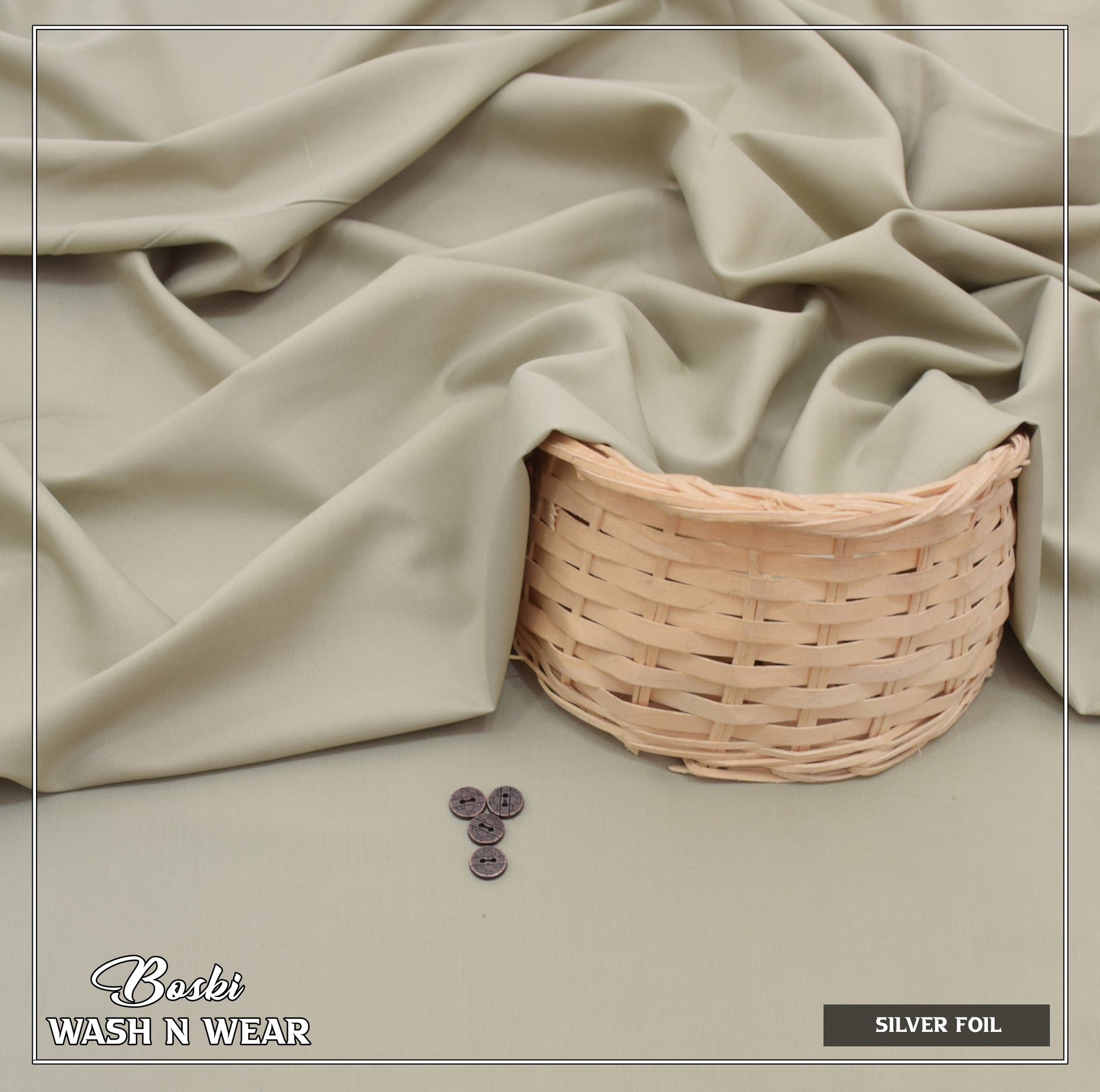 Silver foil Boski – Wash n Wear Fabric