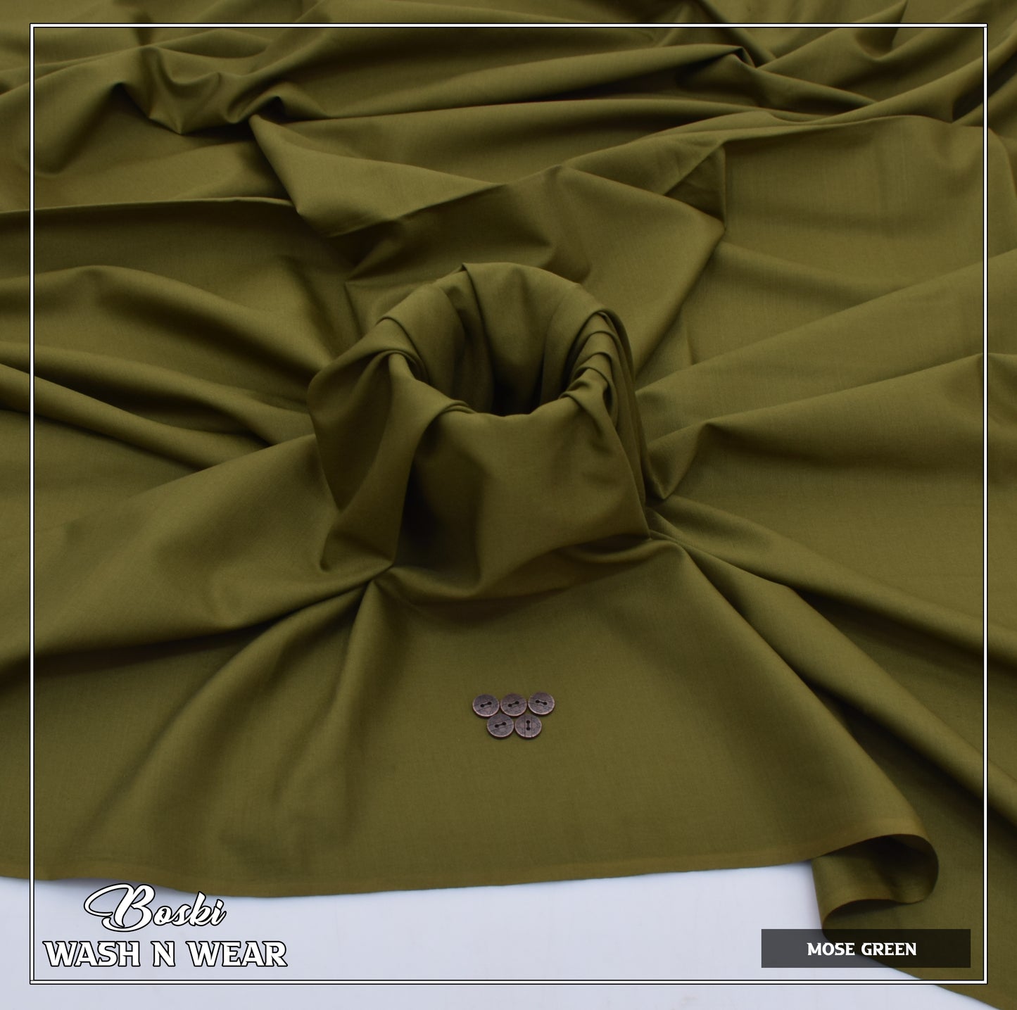 Mose Green Boski – Wash n Wear Fabric